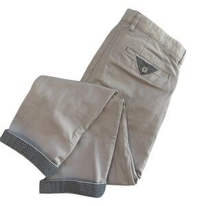 Ted Baker London Penguin Trouser Mens 34R Light Gray Pants Geometric Cuff Detail